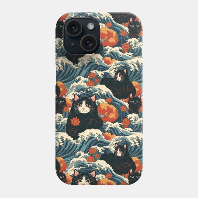 Ukiyo-e Cats of Kanagawa Pattern Phone Case by SubtleSplit