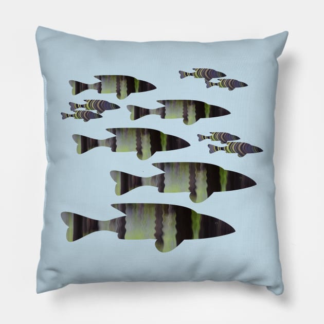 Fish Abstracts- Green Fish Pillow by Whisperingpeaks