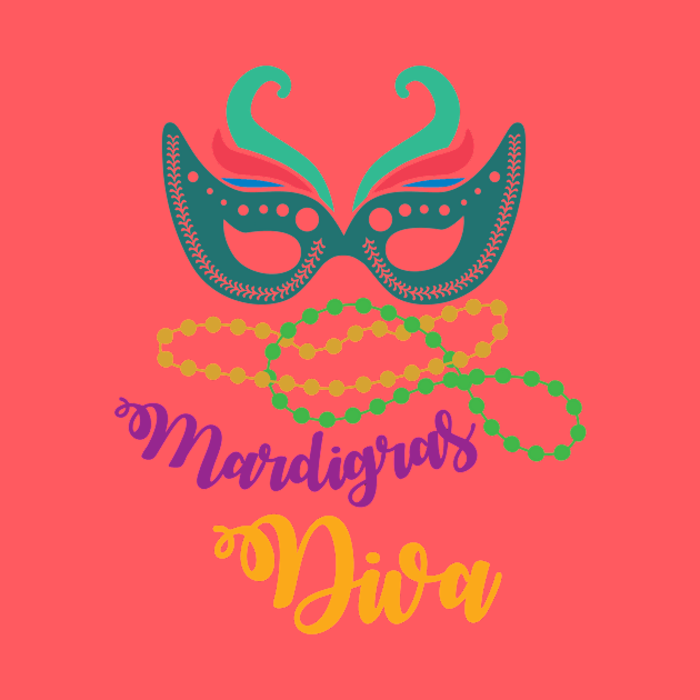 Mardi Gras Diva T-shirt and Apparel by TeeBunny17