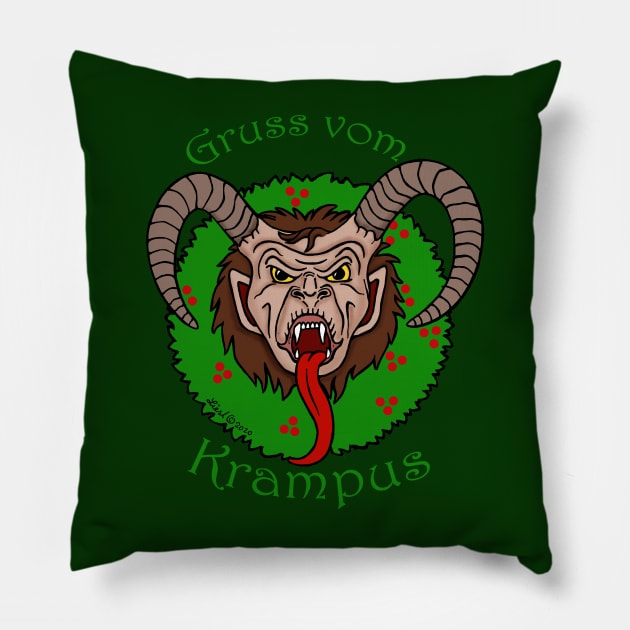 Gruss Vom Krampus Pillow by HonuHoney