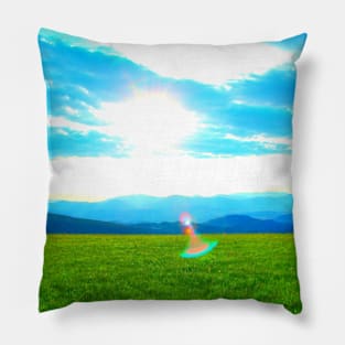 View near Piani di Ragnolo at grass, mountains and sky Pillow