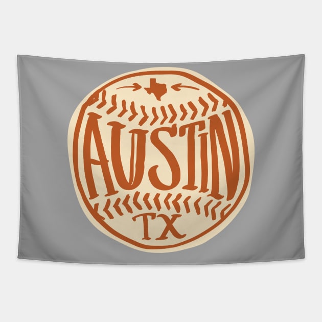 Austin Texas Hand Drawn Typography Baseball T-Shirt Tapestry by goodwordsco