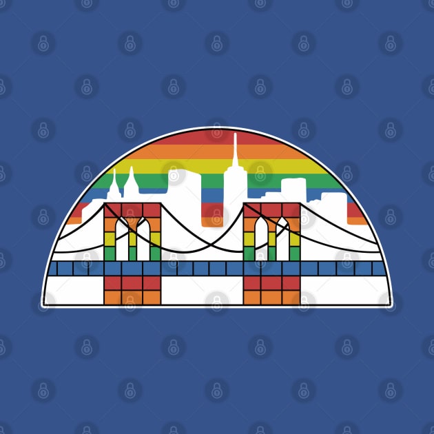 Brooklyn Nets Concept Logo Rainbow Skyline Pride NBA Vintage by overhooped