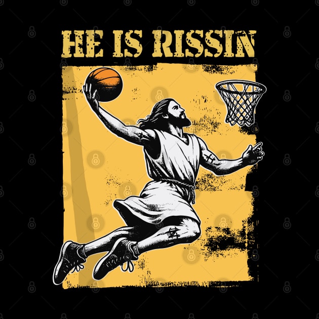 He Is Rizzin' Christian Juses Basketbal Happy Easter by rhazi mode plagget