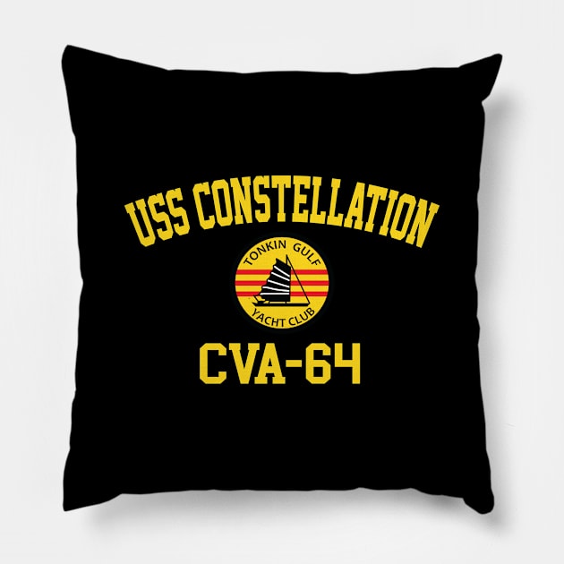 USS Constellation CVA-64 Tonkin Gulf Yacht Club Pillow by Tonkin Gulf Yacht Club