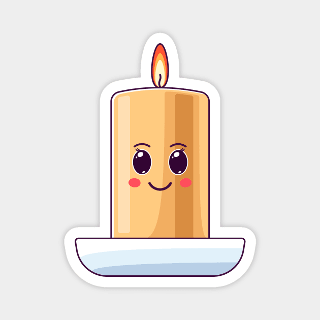 Cartoon Kawaii Burning Wax Candle with Smile Magnet by DmitryMayer