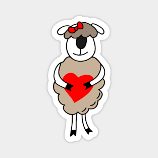 Romantic sheep with a bow and a heart. Magnet