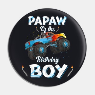 Papaw Of The Birthday Boy Monster Truck Bday Men Grandpa Pin