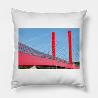 Red Bridge, Suspension Bridge, Mersch, Luxembourg, Europe Pillow