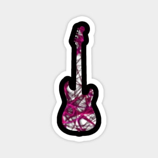 Pink Flame Guitar Silhouette on White Magnet