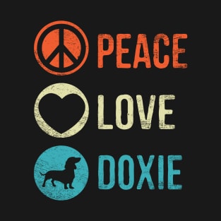 Peace Love Doxie Dog Lover Pet Owner Gift Dachshund T-Shirt