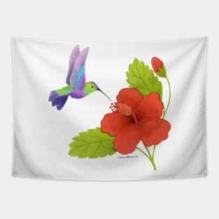 Hibiscus and Hummingbird Tapestry