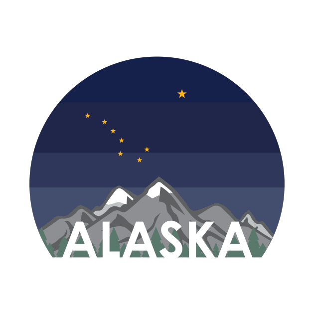 Alaska Cruise with Mountains and Alaska State Flag at Night by KevinWillms1