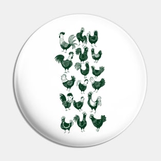 Chickens and Roosters Pin