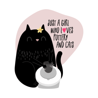 A girl who loves pottery and cats T-Shirt
