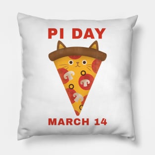 Kawaii Kitty Pizza Pi Day March 14 Pillow