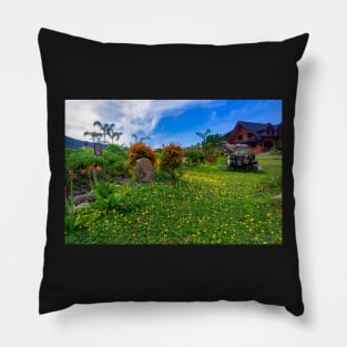 landscape with a house in the background Pillow