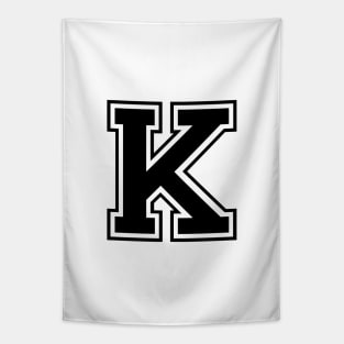 Initial Letter K - Varsity Style Design - Black text Tapestry