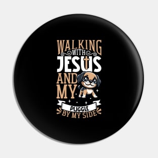 Jesus and dog - Puggle Pin