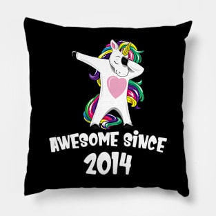 Awesome Since 2014 Birthday Dabbing Unicorn Pillow