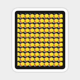 Yellow Trippy Glitched Retro Dot Pattern Magnet