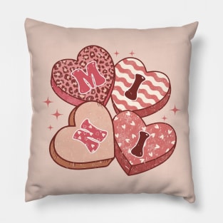 Retro Valentine Mini Heart Candy Pink Pillow