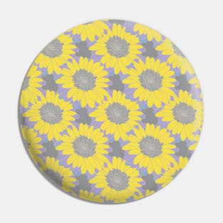 Mothers Day Yellow Daisy Gerbera Floral Pattern Circle Pin