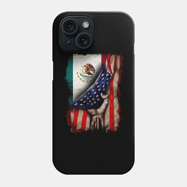 American Flag With Mexican Flag, Mexican Roots, American Flag, 4th Of July Phone Case by artbyGreen