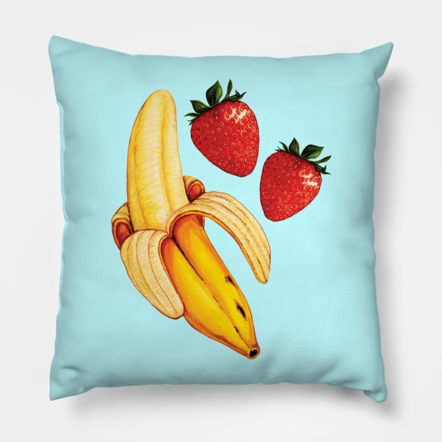 Strawberry Banana Pillow by KellyGilleran