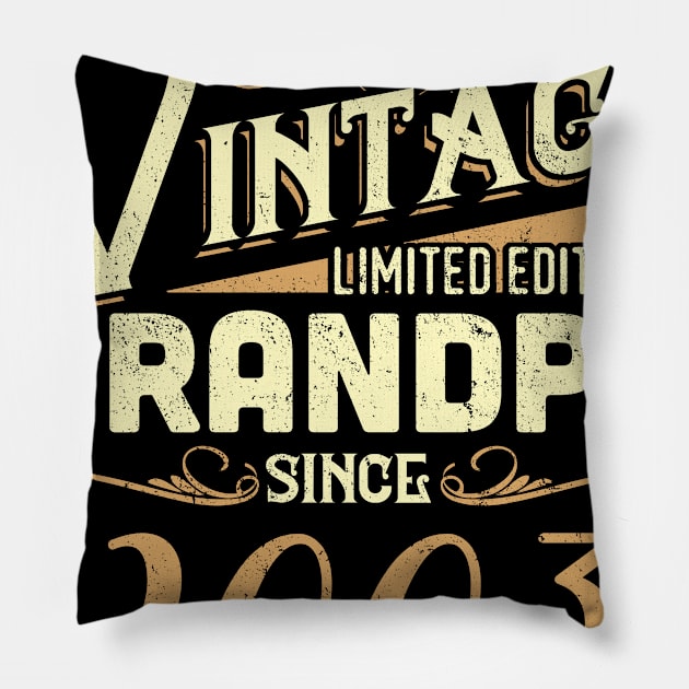 Vintage Grandpa Since 2003 Funny Man Myth Legend Daddy Pillow by johnbbmerch