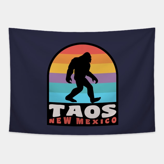 Taos New Mexico Bigfoot Sasquatch Retro Sunset Tapestry by PodDesignShop