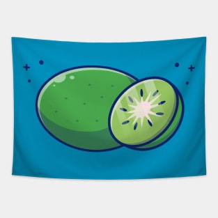 Kiwi And Slices Of Kiwi Cartoon Tapestry