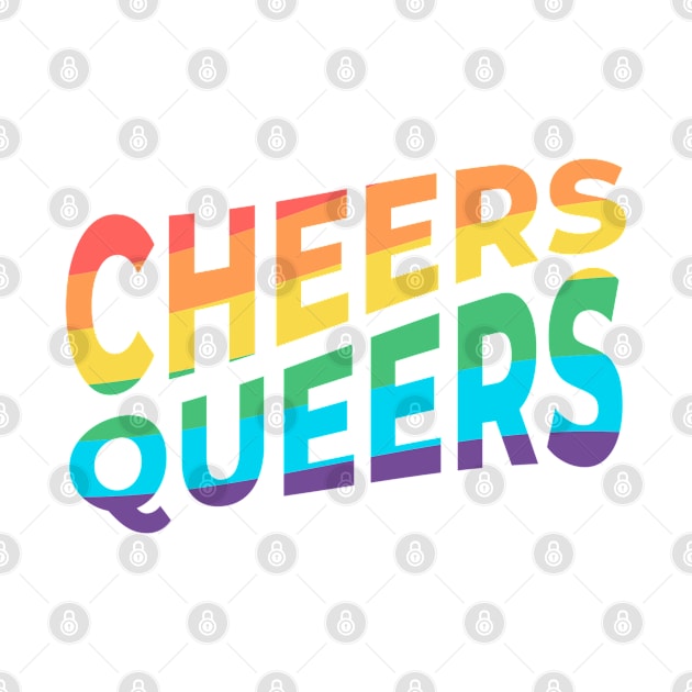 Cheers Queers Pride LGBTQ Gay LGBT Ally Rainbow Flag by az_Designs