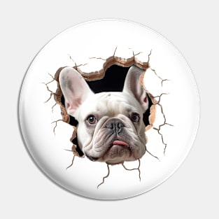 French bull dog cracked wall Pin