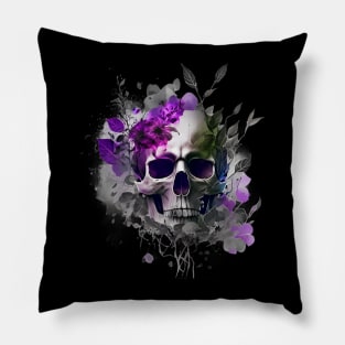 Skull with purple leaves Pillow