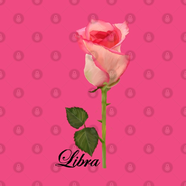 Libra Zodiac Horoscope Rose hand drawn art by Funky Aviation