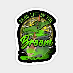 Grab Life By The Broom! Funny Halloween Gift Magnet