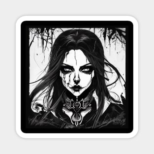 Mysterious Metalhead: Unleash Your Inner Metalhead with Our Dark and Mystical Black and White Artwork Magnet