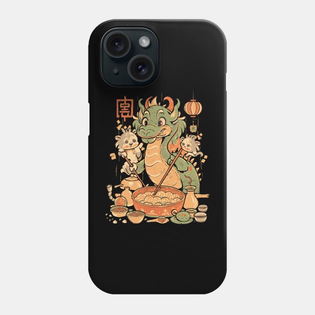 Dragon Dumpling Delight, Chinese Cartoon Style Phone Case by SimpliPrinter