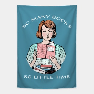 Bookworm Retro Book Reader Tapestry