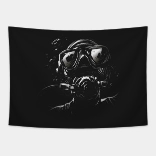 Realistic diver face Tapestry