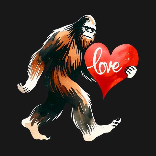 Bigfoot Valentines Day Sasquatch Costume Love Bigfoot Heart by jadolomadolo