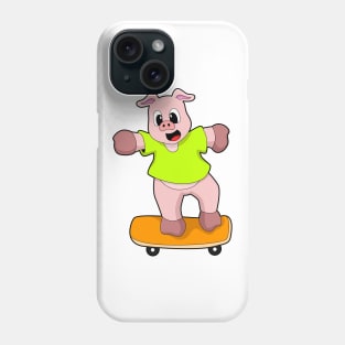 Pig as Skater on Skateboard Phone Case