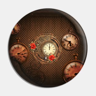 Wonderful steampunk clock Pin