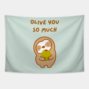 I Love You So Much Olive Sloth Tapestry