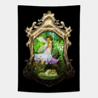 Cute little fairy wth her cat Tapestry