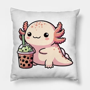 kawaii chubby axolotl boba Pillow