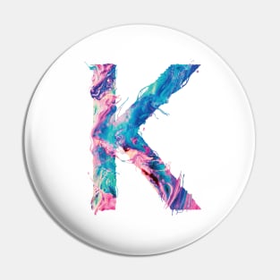 Colorful Painted Initial Letter K Pin