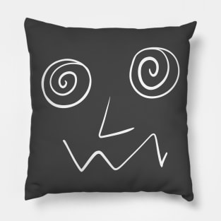 Crazy Dizzy Confused Caffeinated Face Abstract Minimalist Line Art Pillow