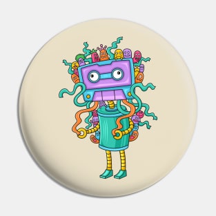 funny music cassette doodle monster Pin